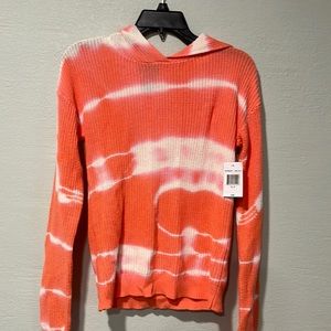 Girls tie die pink sweater with hood.  New w/ tags. It’s Our Time. Xl 16